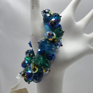 Ali khan glass beaded stones stretch bracelet blue and green